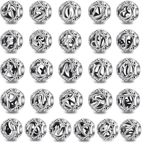 Vista 6 de Vito Dijes colgantes de plata de ley con inicial de letra A-Z aptos para pulseras Pandora para mujeres europeas collares 26 alfabetos regalo