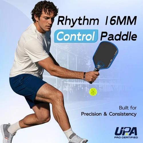 Vista 9 de Warping Point Rhythm 16MM Pickleball Paddle, Carbon Fiber Paddle, Thermoformed Design with MaxCell Honeycomb Core, Design for Precision Control &