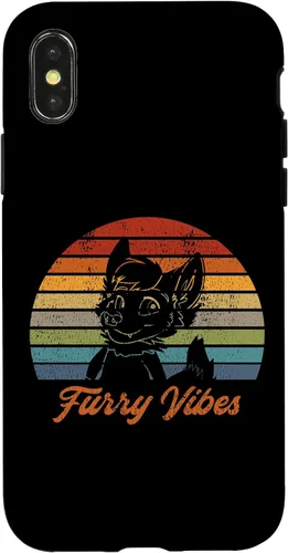 Vista 5 de iPhone 13 Pro Max Retro Furry Fandom Furry Vibes - Lindo estuche de traje OwO