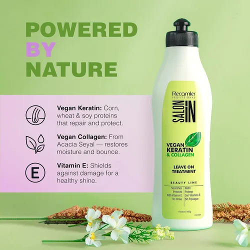 Vista 4 de Salon In by Recamier - Tratamiento sin enjuague de queratina vegana Tratamiento sin enjuague para el cabello con queratina vegana y colágeno