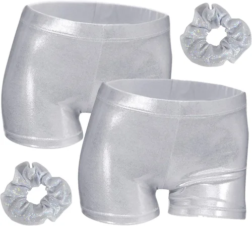 Vista 20 de Shorts de gimnasia para niñas y chicas con brillo, para danza, acrobacias o deportes, de 2-14 años 2 unidades azul profundo