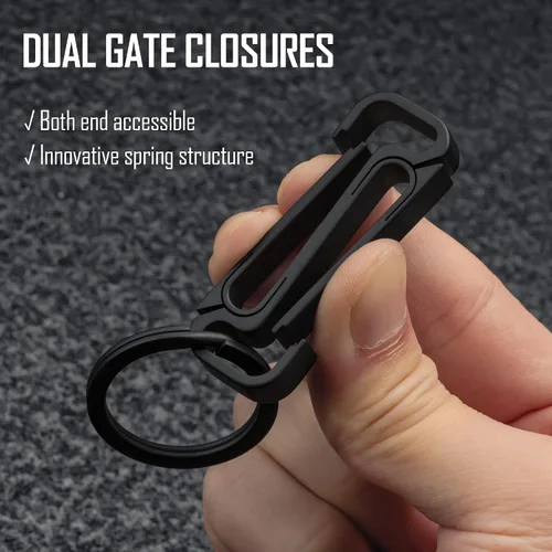 Vista 22 de KeyUnity Clip de cinturón Titanium del tenedor de la llave, llavero lateral doble del mosquetón para los hombres