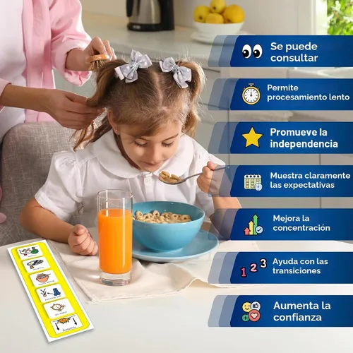 Vista 4 de Tabla de rutina matutina, horario visual para niños con autismo/TEA