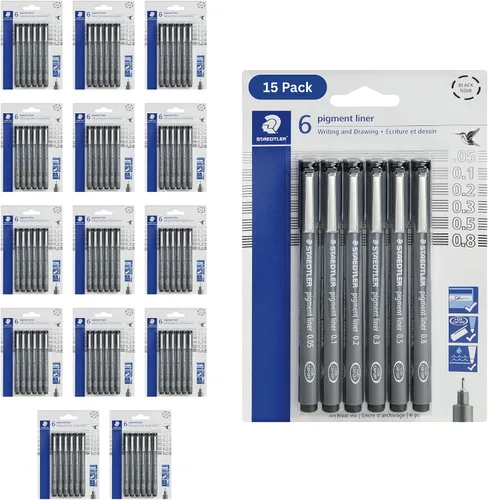 Vista 7 de Paquete de Delineadores Pigmento Staedtler, Negro, 6 Lápices, Anchos de Línea Surtidos, 0.05mm, 0.1mm, 0.2mm, 0.3mm, 0.5mm, 0.8mm