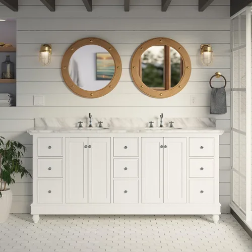 Vista 12 de Kitchen Bath Collection Bella tocador de baño doble de 72 pulgadas (chocolate/carrara): incluye gabinete de chocolate con encimera de mármol