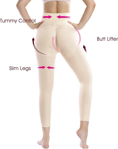 Vista 2 de +MD Leggings adelgazantes de compresión de cintura alta para mujer