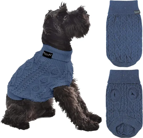 Vista 40 de Parisian Pet Suéteres de Navidad para Perros - Tipo Pullover, Suéter Azul para Perro con Cuello de Tortuga - Suéter Grueso de Punto Trenzado