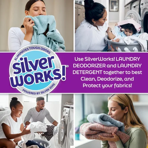 Vista 5 de SilverWorks! Desodorizador de lavandería, potenciador de aroma en lavado, eliminador de olores 3 en 1, aroma de larga duración, protege contra