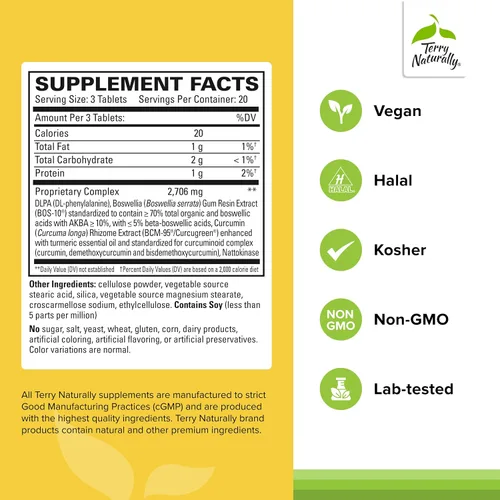 Vista 2 de Terry Naturally Curamin Extra Strength - Curcumin & Boswellia Supplement for Healthy Circulation Support - Turmeric Supplement to Support Joints