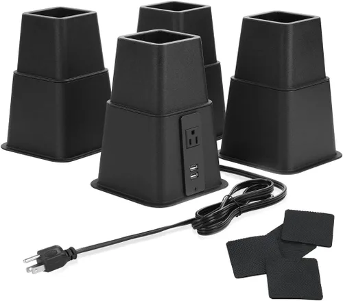 Vista 8 de Elevadores de cama resistentes, elevadores de muebles de 6 pulgadas para cama de dormitorio, mesa y sofá, soporta hasta 1500 libras (juego de 4)