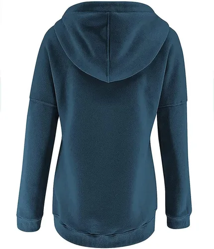Vista 88 de Sudaderas con capucha para mujer, con cuello de botón, sin botones, con cordón, manga larga, lindas, ropa para adolescentes y niñas