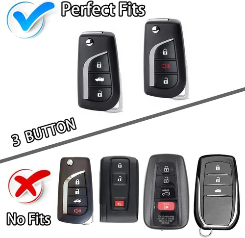 Vista 2 de Compatible con funda para llavero Toyota con patrón dorado, TPU suave, protección de 360 grados, para llave inteligente Fortuner Tundra Camry RAV4