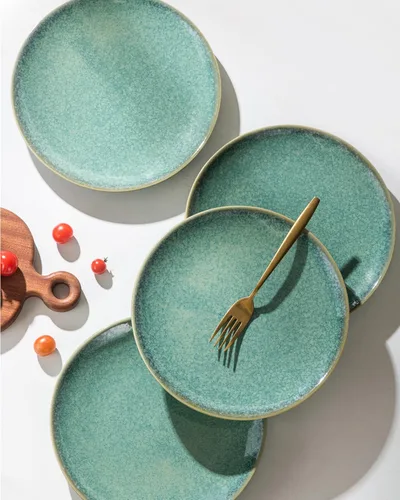 Vista 4 de HENXFEN LEAD Juego de 4 platos llanos de 10 pulgadas, platos de porcelana para ensalada, pasta, microondas de postre, aptos para lavavajillas