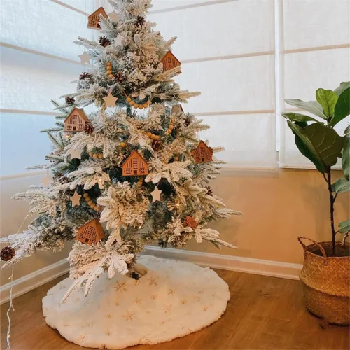 Vista 8 de Falda de árbol de Navidad blanca pequeña de 24 pulgadas, falda de árbol de lentejuelas para árbol de lentejuelas, mini falda de árbol con purpurina