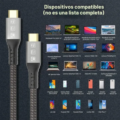 Vista 7 de Cable USB 4 para Thunderbolt 4 40Gbps 8K a 60Hz PD 100W 3.3ft