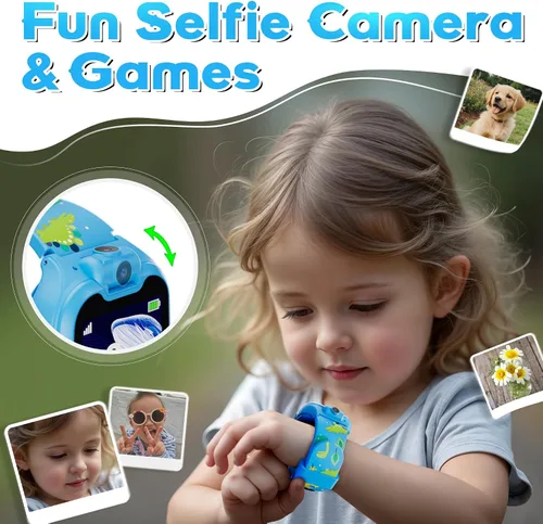Vista 4 de Contixo KW01 - Relojes inteligentes para niños, color azul, pantalla táctil HD de 1.54 pulgadas, juguete educativo con juegos, cámara, grabadora