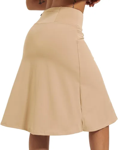 Vista 4 de Falda pantalón para mujer, modesta, hasta la rodilla, atlética, midi, para correr Beige