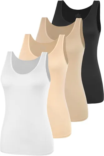 Vista 6 de AMVELOP - Camiseta básica sin mangas para mujer, ropa interior, camiseta sin mangas en paquete de 2-4