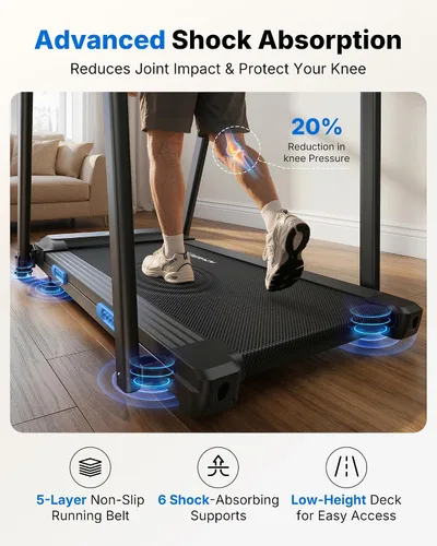 Vista 5 de MERACH T12 Foldable Treadmill for Home, 300 LBS Capacity, Wide Running Belt 15% Auto Incline Treadmill with LED Display, Smart App, 2.5HP