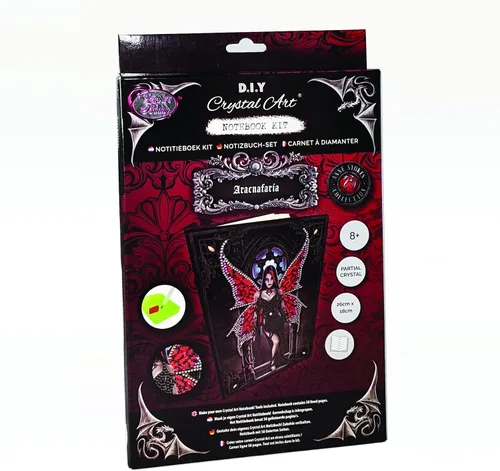 Vista 6 de Crystal Art Cuaderno Aracnafaria - Crea una cubierta brillante para cuaderno con cristales - para edades de 8 años en adelante