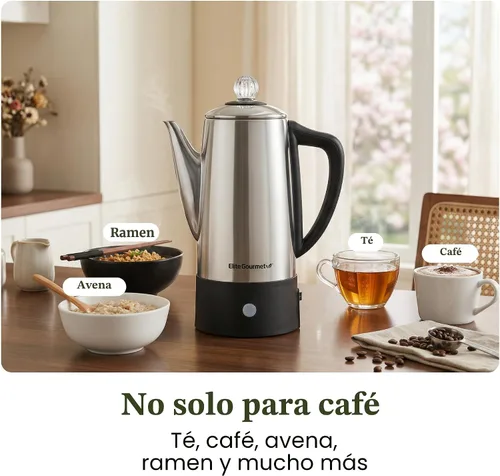 Vista 6 de Elite Gourmet - Percolador de café eléctrico de 6 tazas, acero inoxidable, 1000 W