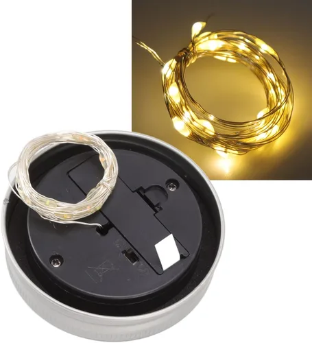 Vista 4 de plplaaoo - Tapas de luces solares para tarros de masón, 20 tapas de luz solar para tarros de masón, 6.6 pies, impermeables, sin llama, tapas de luz