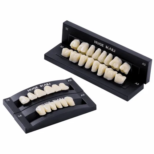 Vista 11 de JMU 28 unids/set Dentales de resina acrílica dentales Dentadura Dientes Sombra A1 T6 resina sintética dientes falsos