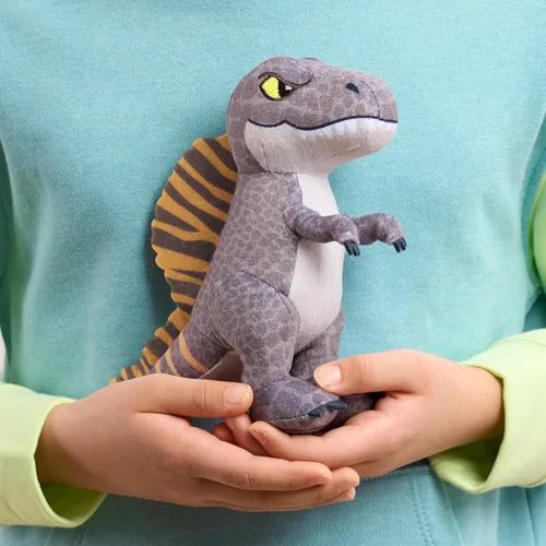 Vista 4 de JURASSIC WORLD Rebirth - Spinosaurio de peluche pequeño, dinosaurio de peluche de 7 pulgadas de alto, a partir de 3 años
