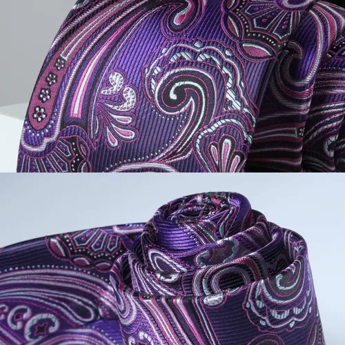 Vista 70 de HISDERN Corbatas para hombre, corbata de cachemira y bolsillo cuadrado tejido clásico floral para hombre, corbata de fiesta de boda