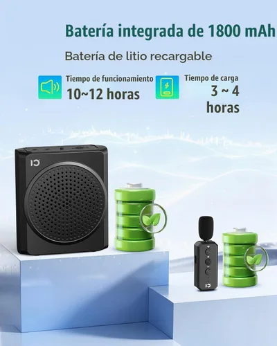 Vista 4 de SHIDU Amplificador de voz portátil de 18 W para profesores, amplificador de voz con micrófono de solapa inalámbrico, micrófono Bluetooth y altavoz