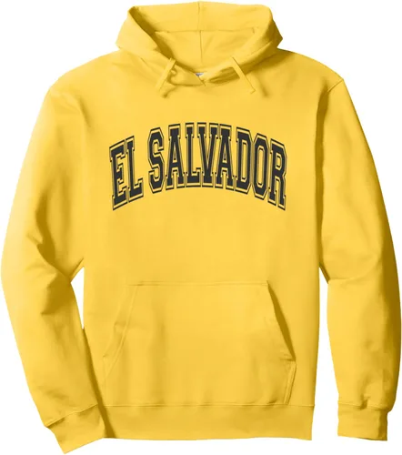 Vista 7 de El Salvador Arched Style Negro Texto y Contorno Sudadera Con Capucha