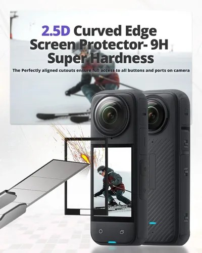 Vista 6 de Funda protectora de silicona para Insta 360 X4/X5 con tapa de lente, protector de pantalla para accesorios Insta 360 X4, kit de accesorios