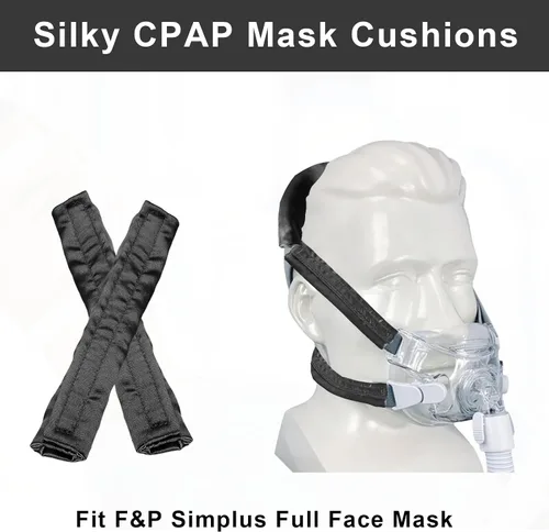 Vista 5 de 7 fundas de correa CPAP de satén, cómodas cubiertas de correa de máscara CPAP (negro)