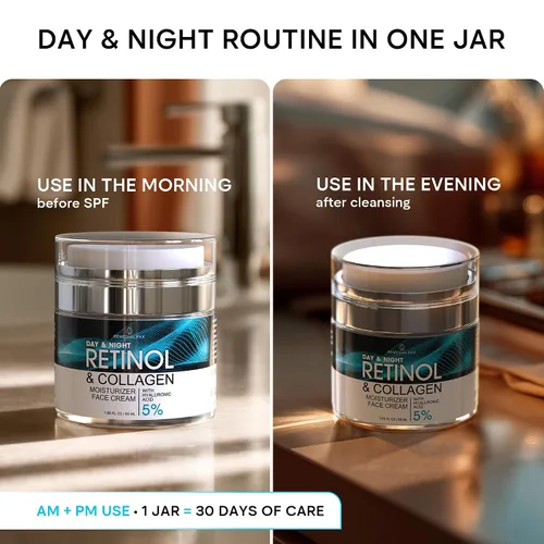 Vista 8 de Crema Hidratante Facial con Retinol, Crema Antienvejecimiento para Cuello Reafirmante, Crema Facial de Día y Noche con Colágeno y Ácido Hialurónico