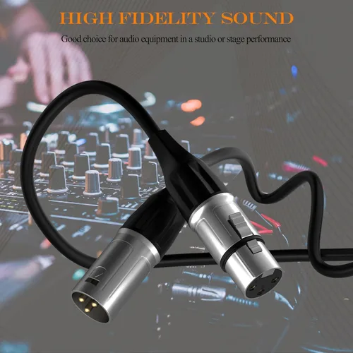 Vista 6 de Tisino Cable XLR, paquete de 2 cables de micrófono XLR macho a hembra, cable de micrófono equilibrado compatible con preamplificadores/sistemas