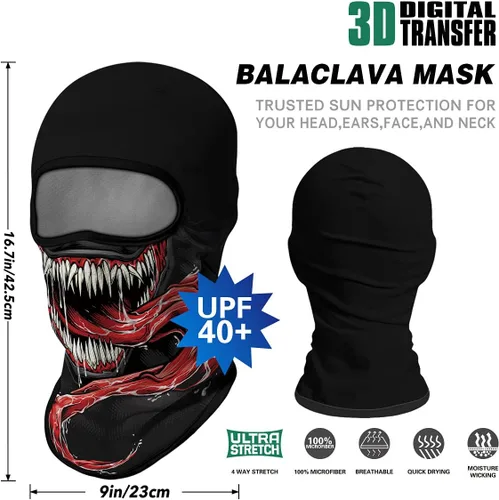 Vista 6 de Red Plume 3 piezas Pasamontañas Máscara de Cara Completa Máscara de Esquí Protección UV Cubierta Máscara de Cara Completa para Motocicleta