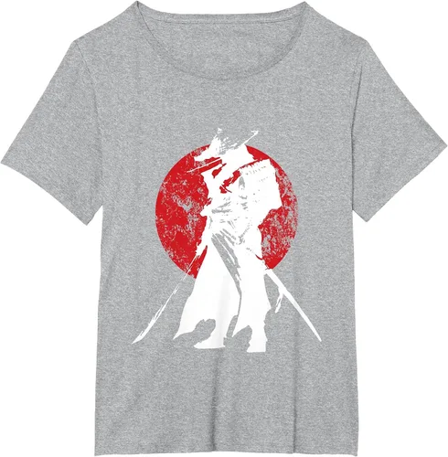 Vista 9 de Vintage Japanese Samurai Retro Bushido Warrior Japan Sword T-Shirt Asphalt Grey