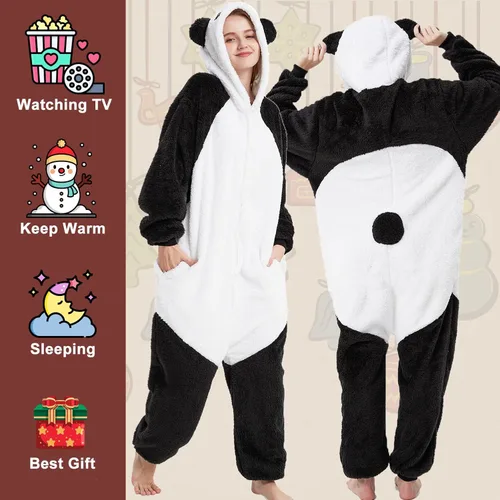 Vista 3 de Très Chic Mailanda Sherpa Unisex Adult Animal Onesies Cosplay Pajamas Sleepwear Halloween Costume