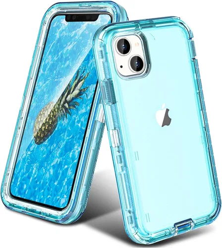 Vista 13 de ORIbox Funda azul para iPhone 14 Pro, protección contra caídas de grado militar de 10 pies, funda transparente resistente a prueba de golpes
