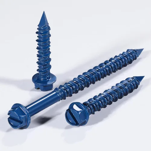 Vista 3 de Wensilon (30 piezas) 1/4 "* 1-1/4" cabeza hexagonal ranurada anclaje tornillo de hormigón cabeza hexagonal azul, utilizado para anclar mampostería