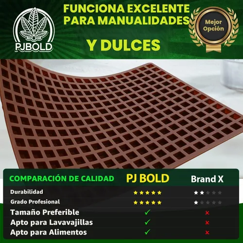Vista 5 de Molde cuadrado de silicona para dulces, 266 cavidades, 2 mL