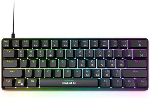 Vista 3 de SKYLOONG GK61 SK61 - Teclado mecánico de 60 %, teclas completas programables, RGB portátil, pequeño, compacto, impermeable, 61 teclas, interruptores