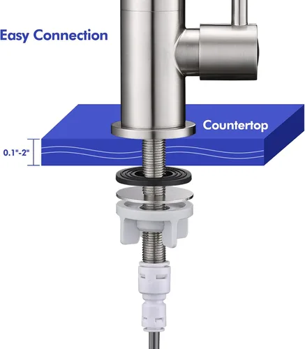 Vista 3 de Kablle Grifo de agua potable para fregadero de cocina, grifo de filtración de agua de ósmosis inversa para fregadero de bar, níquel cepillado