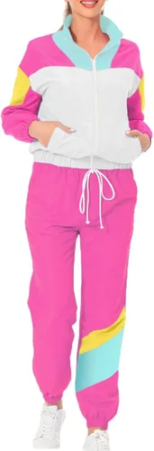 Vista 8 de 80s 90s Track Suit for Women 2 Piece Long Sleeve Retro Outfit Set Azul