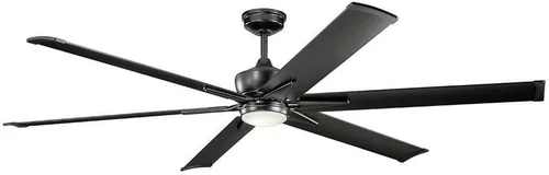 Vista 12 de KICHLER 300300SBK Ventilador de techo con 6 aspas negras satinadas con luz de 31 vatios, negro satinado Ventilador de motor DC con luz LED