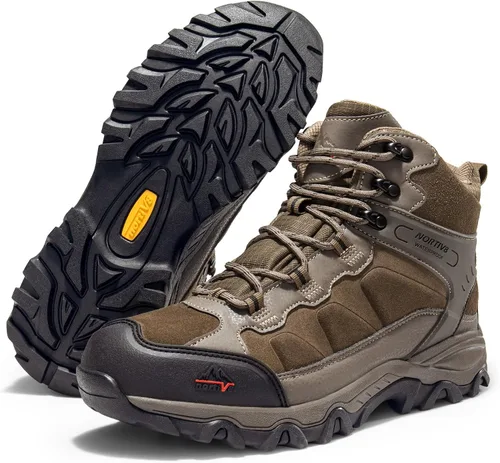 Vista 34 de NORTIV 8 - Botas de senderismo impermeables para hombre, zapatos de montañismo ligeros para exteriores