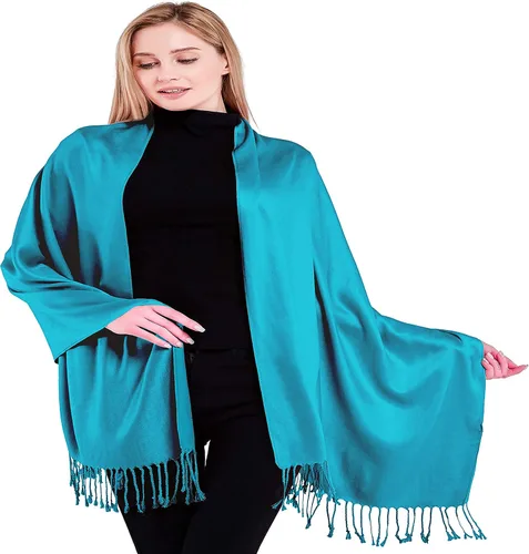 Vista 38 de CJ Apparel Solid Color Tassels Design Nepalese Shawl Seconds Scarf Wrap Stole Throw Head Wrap Pashmina Hand Made in Nepal Amarillo ámbar