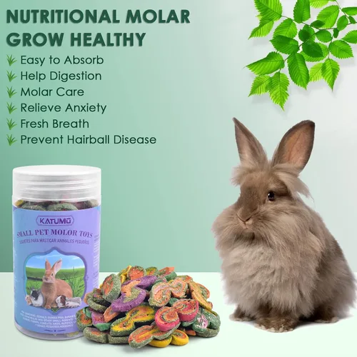 Vista 8 de KATUMO Golosinas masticables de conejo, golosinas saludables de conejo natural Timothy palitos de heno para conejo, juguetes para masticar
