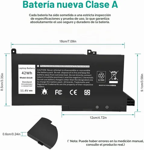 Vista 3 de TREE.NB DJ1J0 Batería para Dell Latitude 12 7000 7280 7480 7290 E7280 E7290 13 7380 7390 E7380 E7390 14 7480 7490 E7480 E7490 Serie 451 -BBZL PGFX4
