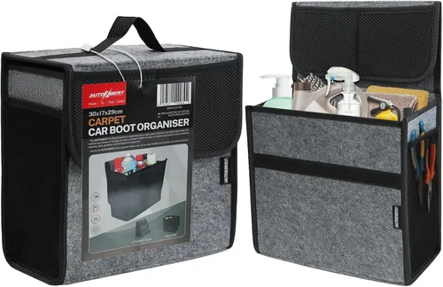 Vista 9 de Organizador de maletero de automóvil, organizador de bolsa de coche de fieltro suave, plegable de 12 x 7 x 12 pulgadas, para Honda CRV Civic Accord